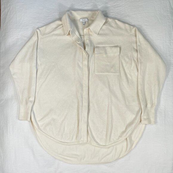 Reiss Knitted Oversized Button Down Shirt Top Wool Cashmere Blend Women's Size M - Picture 16 of 16